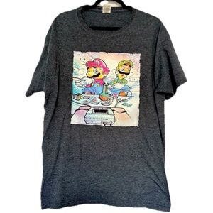 Mario Kart Luigi Gray Graphic Short Sleeve T-Shirt Size Large